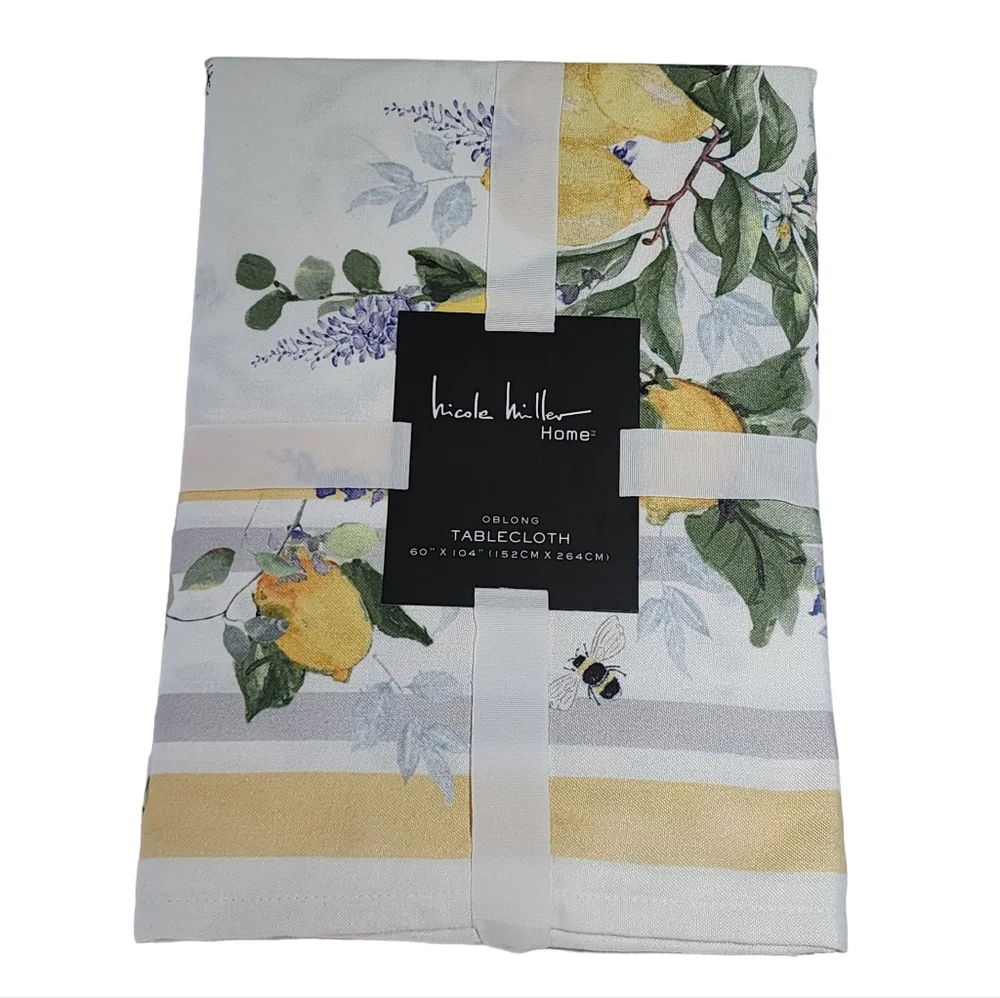 Nicole Miller Home Lemons And Flowers Shabby‎ Chic Tablecloth 60x104 Oblong